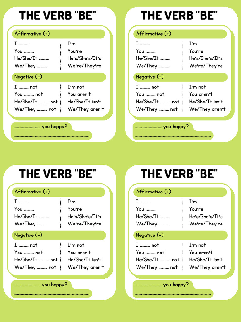 Verb "Be" Short Form Worksheet | PDF | Linguistics | Morphology