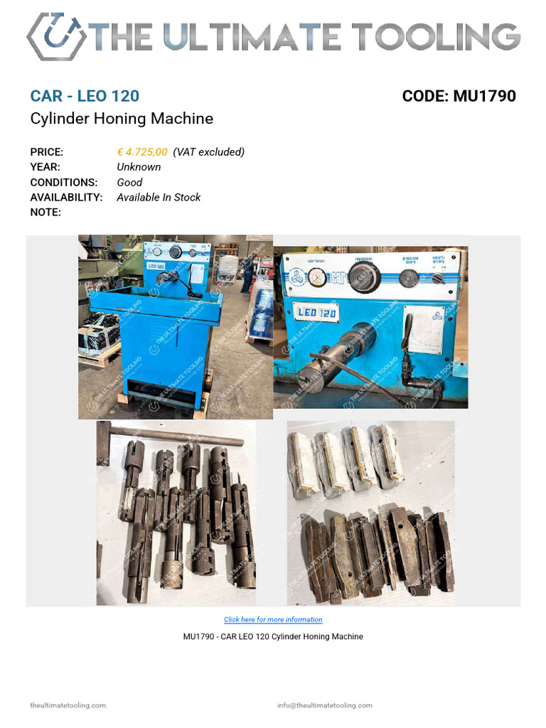 MU1790 - CAR LEO 120 Cylinder Honing Machine | PDF