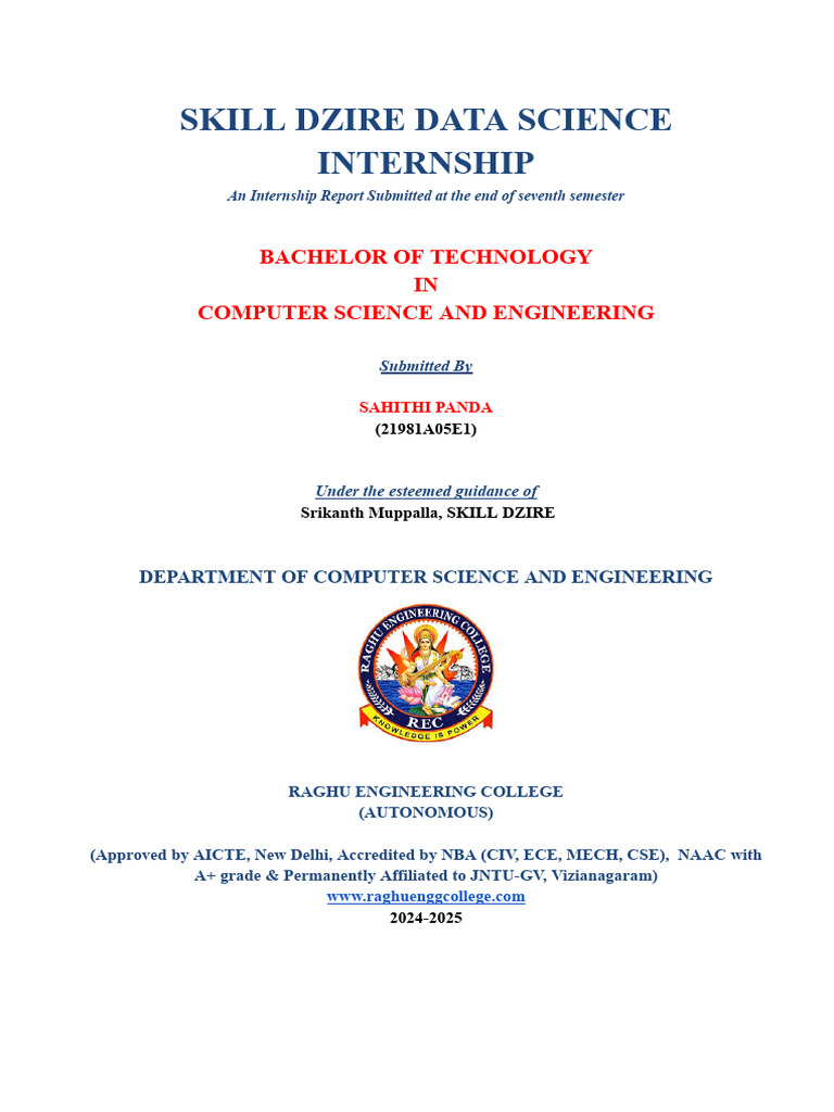 Skill Dzire Data Science Internship Report | PDF | Regression Analysis ...