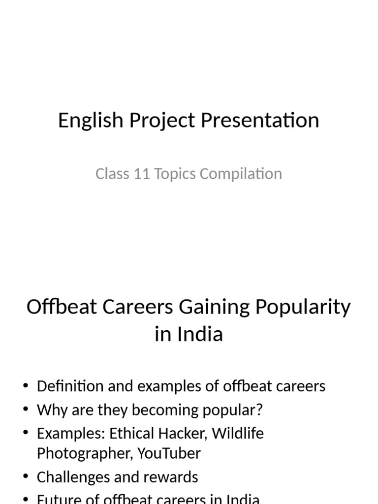 Class 11 English Project Presentation | PDF