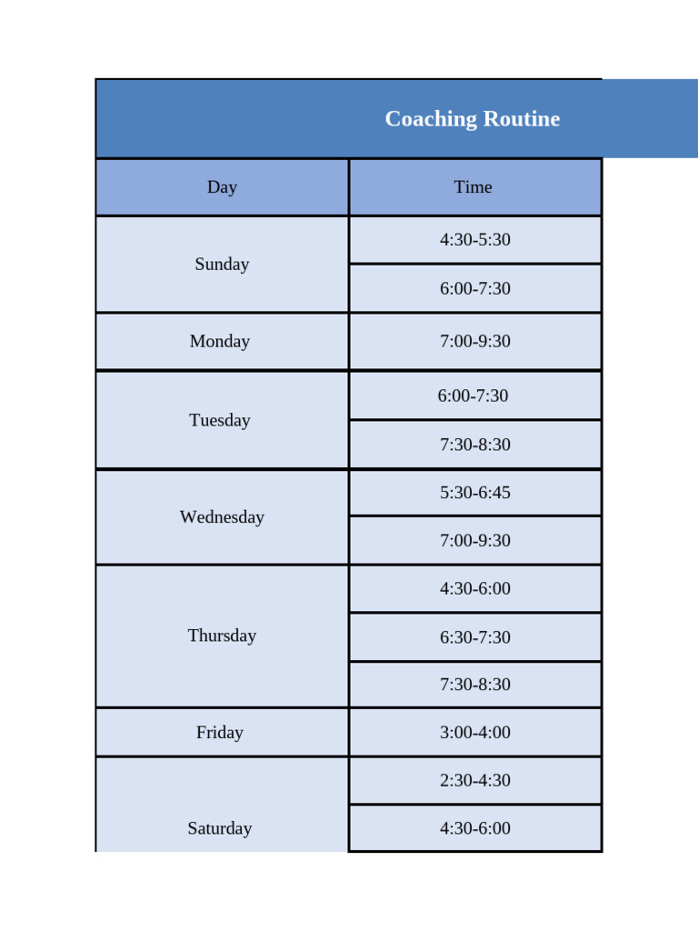 Faisal Mizan Coaching Schedule | PDF