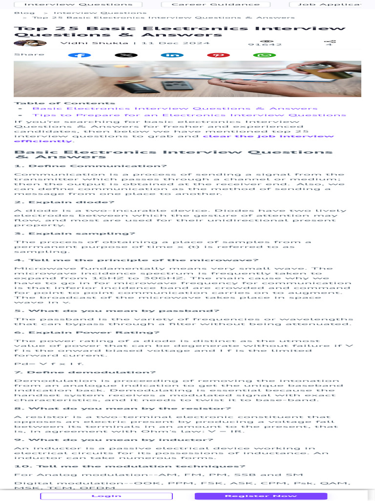 Top 25 Basic Electronics Interview Q&A | PDF | Electronic Oscillator ...
