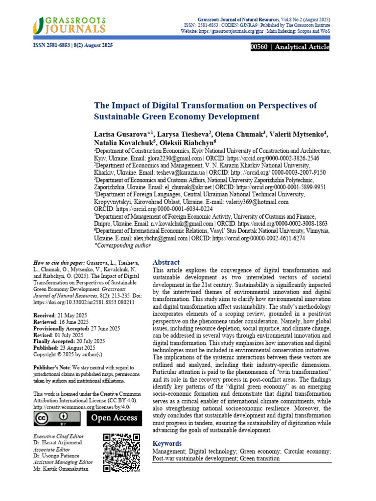 The Impact of Digital Transformation On Perspectives of Sustainable ...