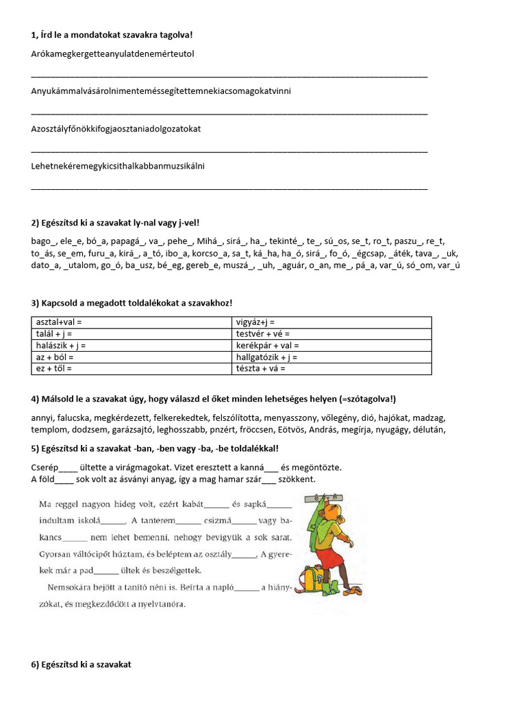 Év Eleji Gyakorló Feladatlap Nyelvtan 5. Osztály | PDF