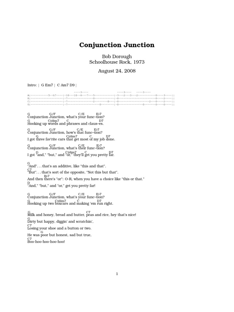 Conjunction Junction Song Lyrics | PDF