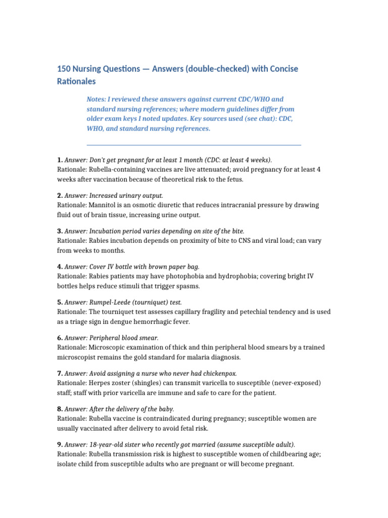 150 Nursing QA With Rationales | PDF | Childbirth | Uterus
