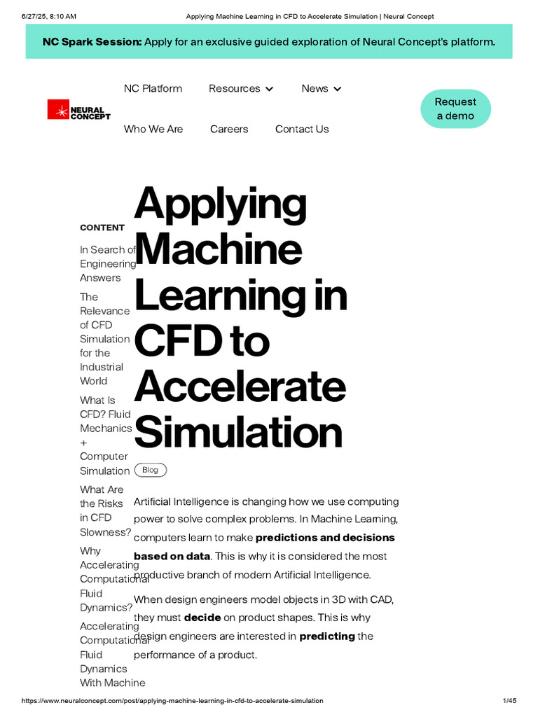 Applying Machine Learning in CFD To Accelerate Simulation - Neural ...