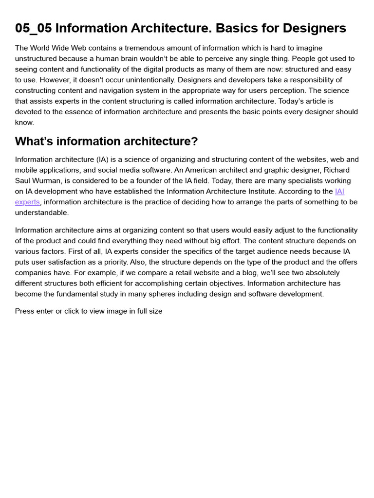 Basics of Information Architecture for Designers | PDF | System | Hierarchy