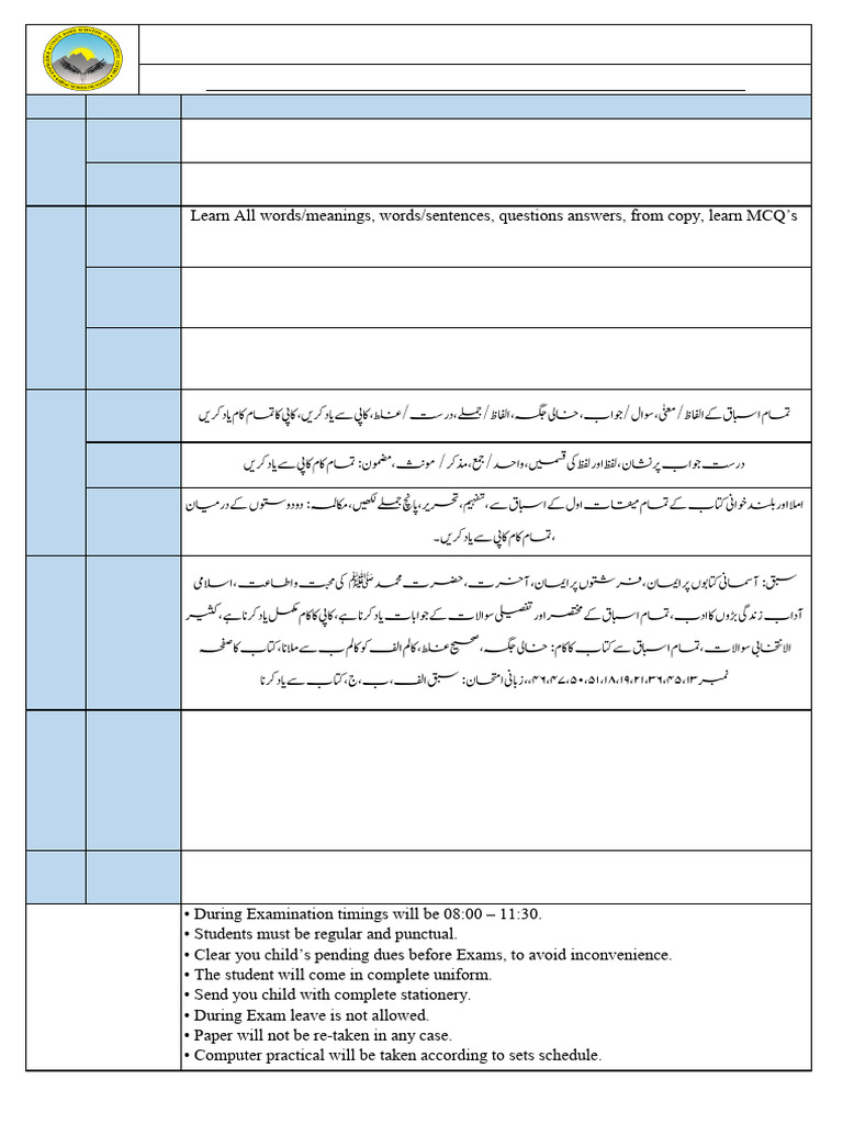 Class II Mid Term Exam Syllabus | PDF | Human Communication | Grammar