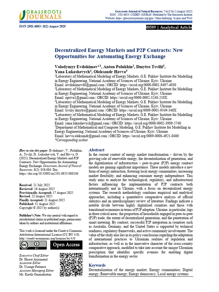 P2P Energy Contracts in Decentralized Markets | PDF | Distributed ...
