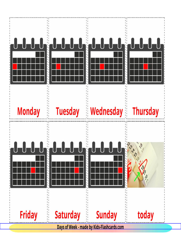 Days of Week 8 A4 | PDF
