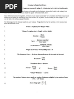 Science Formulae