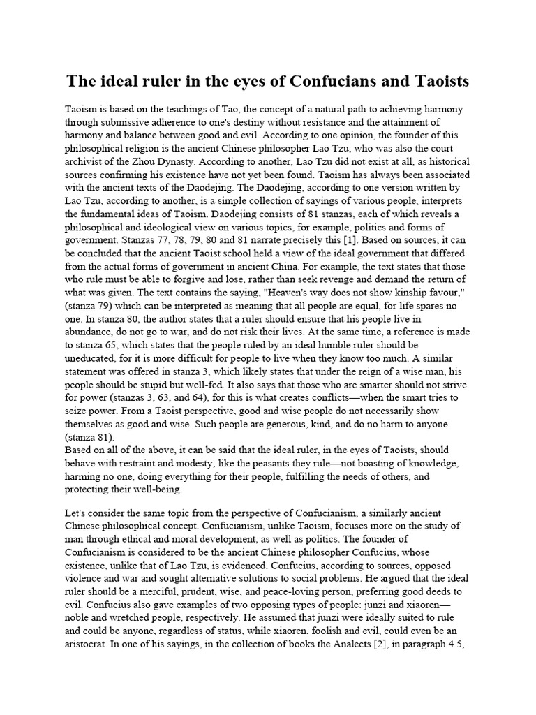 Ideal Rulers in Confucianism and Taoism | PDF | Laozi | Confucianism