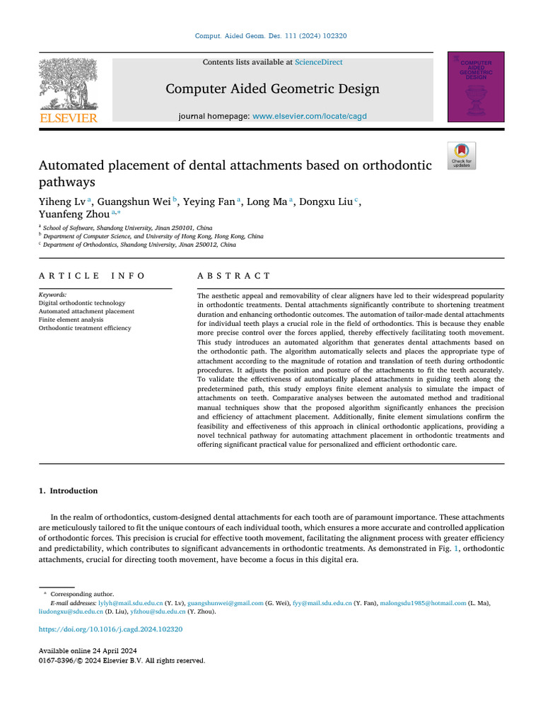 Automated Dental Attachment Placement | PDF | Orthodontics | Rotation