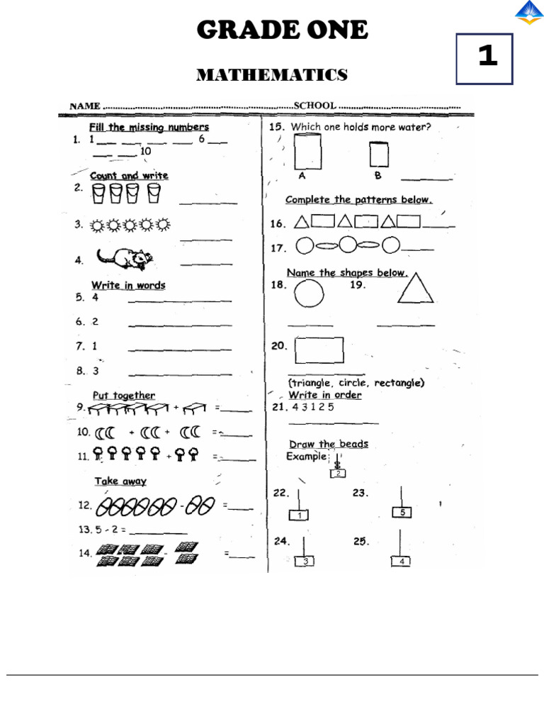 Mathematics Grade One | PDF