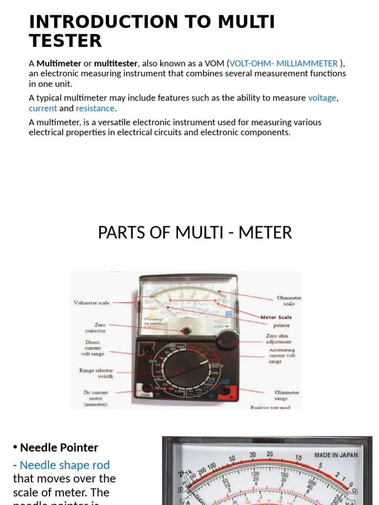 Understanding Multitester Basics | PDF | Voltage | Electromagnetism