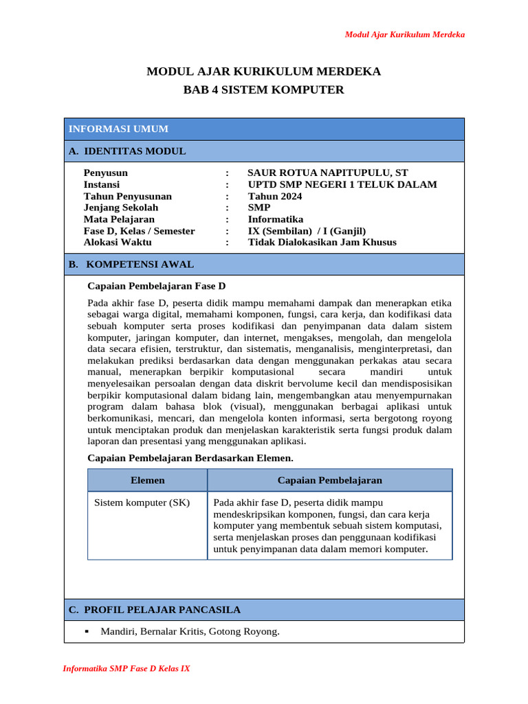 MA Bab 4 Sistem Komputer | PDF