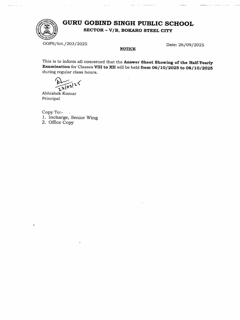 Notice For Copy Showing (VIII To XII) | PDF