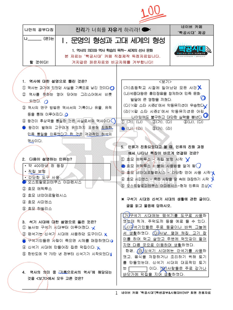 (1-1~1) 역사의 의미와 역사 학습의 목적~세계의 선사 문화 (역사의 의미,구석기·신석기) -네 | PDF