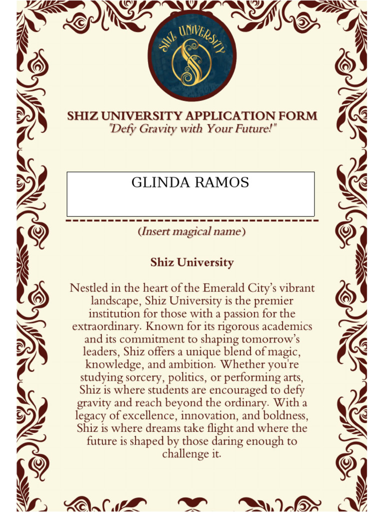 Shiz Application Form | PDF
