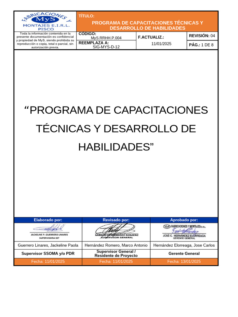 Programa de Capacitaciones Técnicas y Desarrollo de Hab | PDF