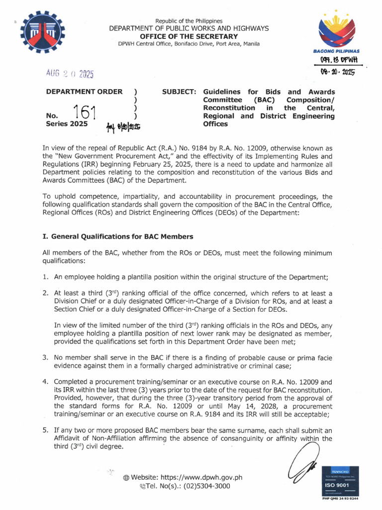 BAC Composition Guidelines 2025 | PDF | Public Law | Governance