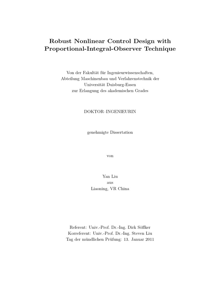 Nonlinear Control with PI-Observer Design | PDF | Kalman Filter ...