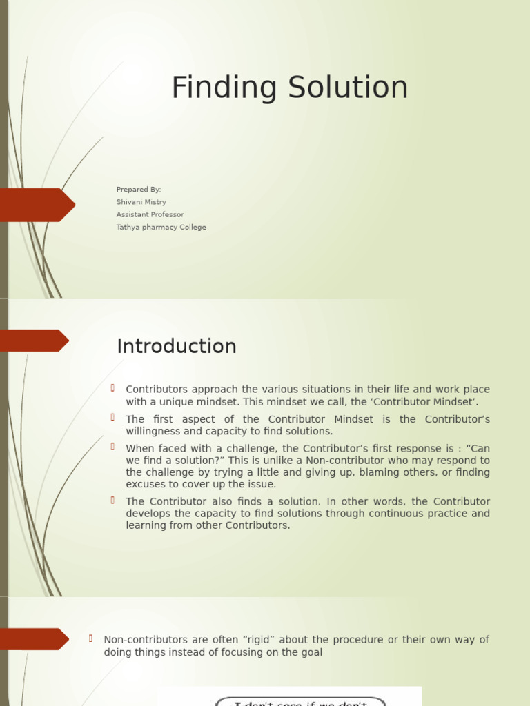 Contributor Mindset: Finding Solutions | PDF