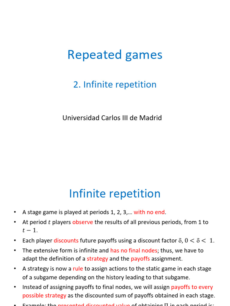 Infinite Repetition in Repeated Games | PDF | Systems Theory | Gaming