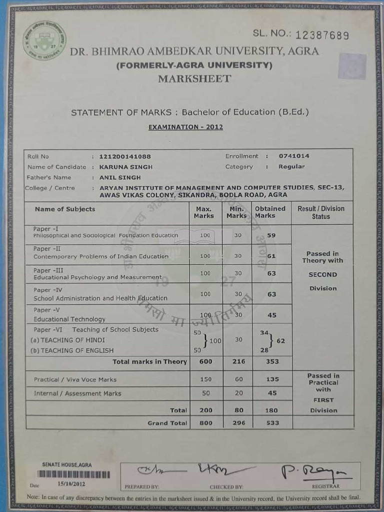 Marksheet 2 | PDF