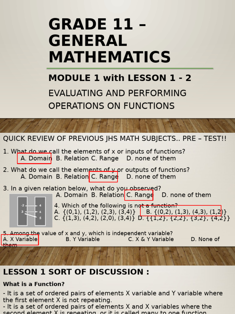 Grade 11 Math: Functions & Operations | PDF | Function (Mathematics ...