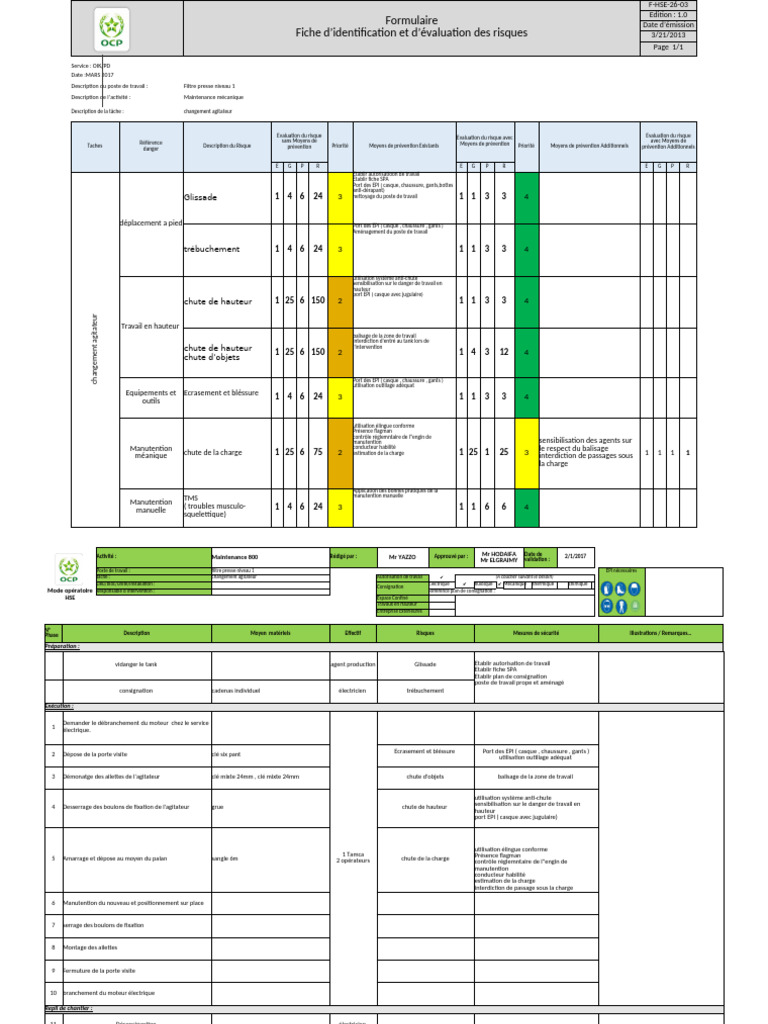 Évaluation des Risques en Maintenance HSE | PDF