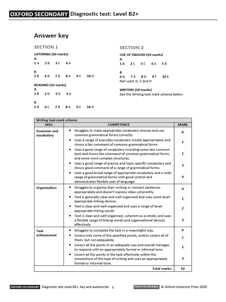 Vision 5 Diagnostic Test B2+ Key&Audioscript | PDF | Vocabulary