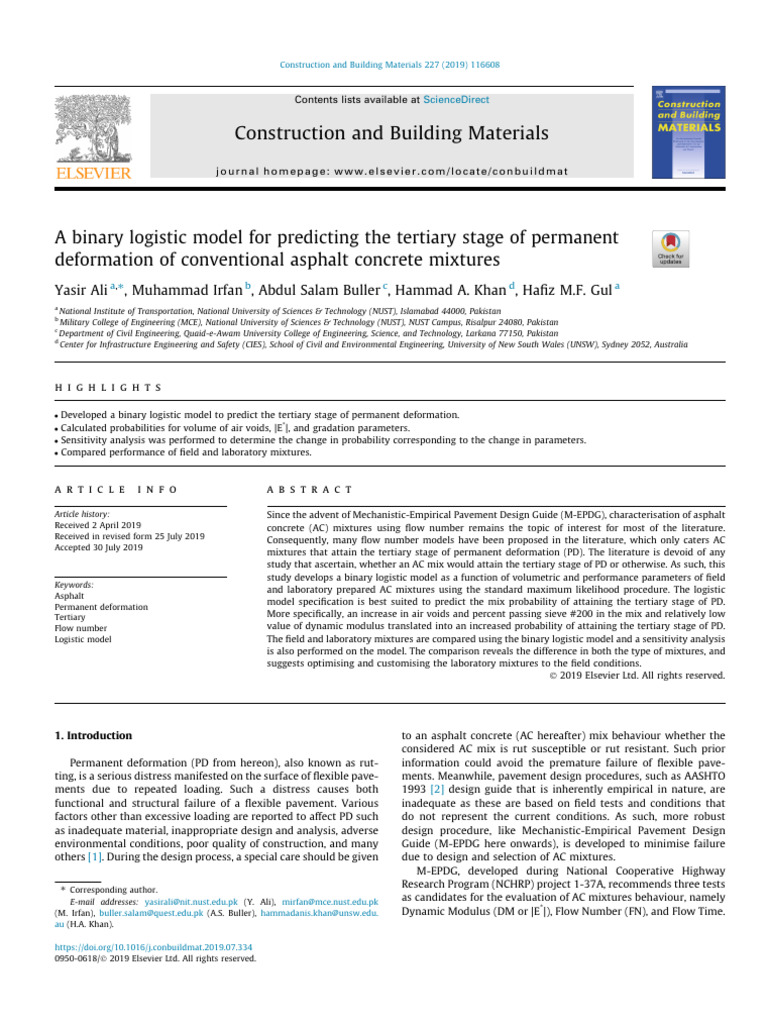 A Binary Logistic Model For Predicting The Tertiary Stage of Permanent ...