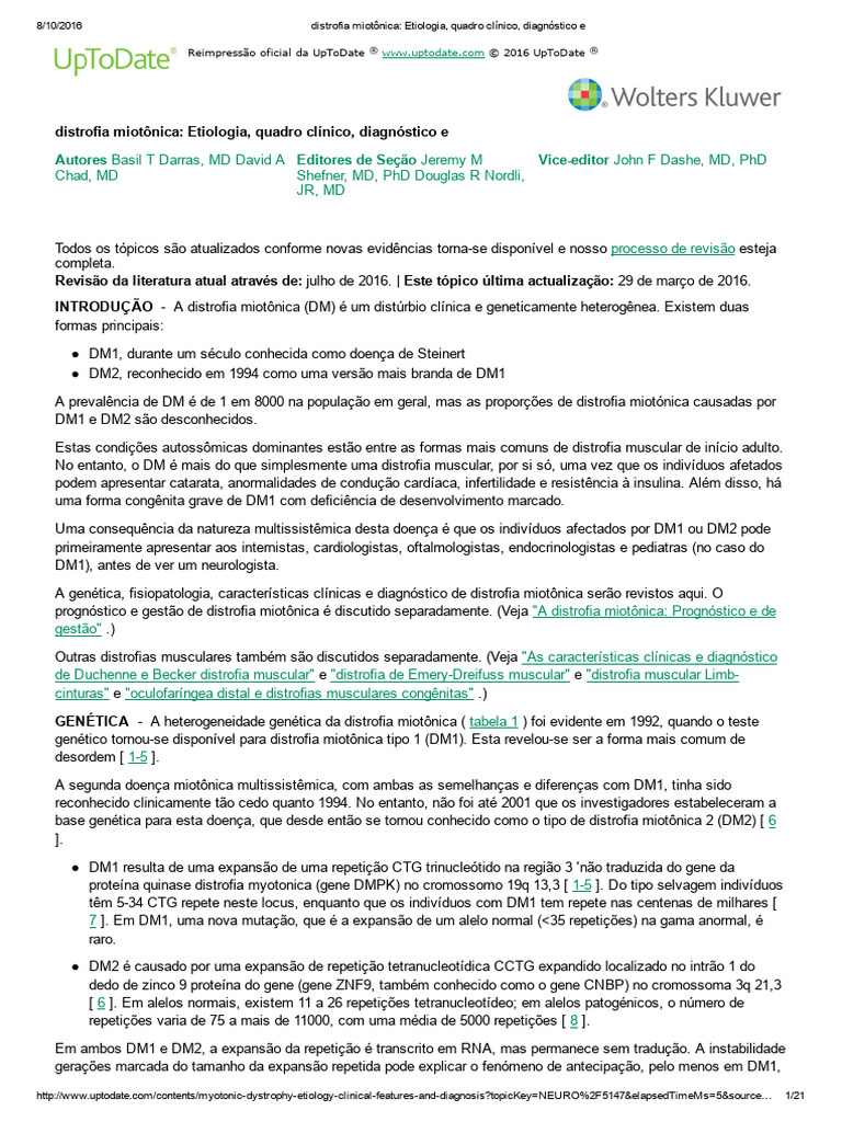 Distrofia Miotônica: Etiologia e Diagnóstico | PDF | Gravidez | Gene