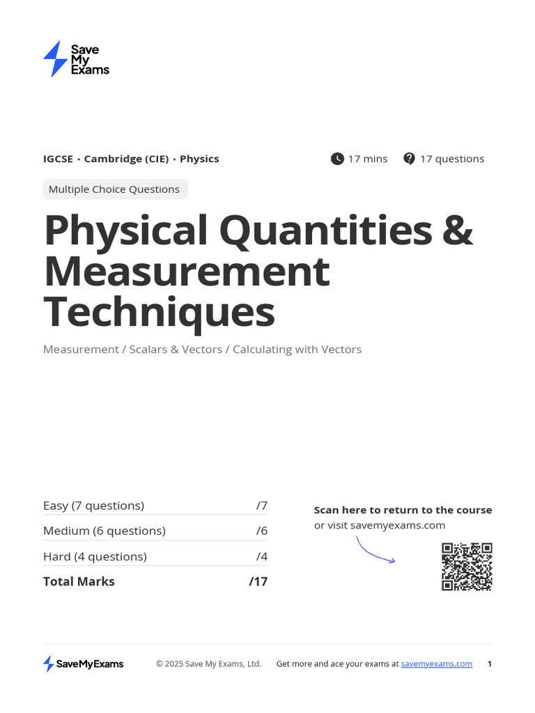 Measurement Techniques Past Papers | PDF | Quantity | Physical Quantities