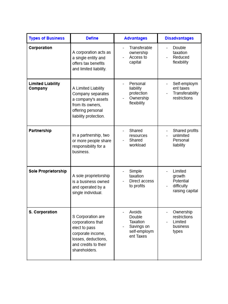 Types of Business Structures Explained | PDF