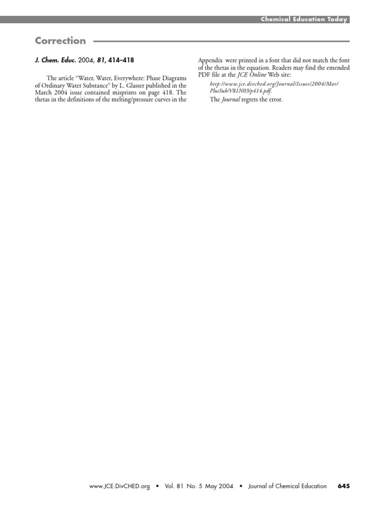 Correction: Water Phase Diagrams Error | PDF