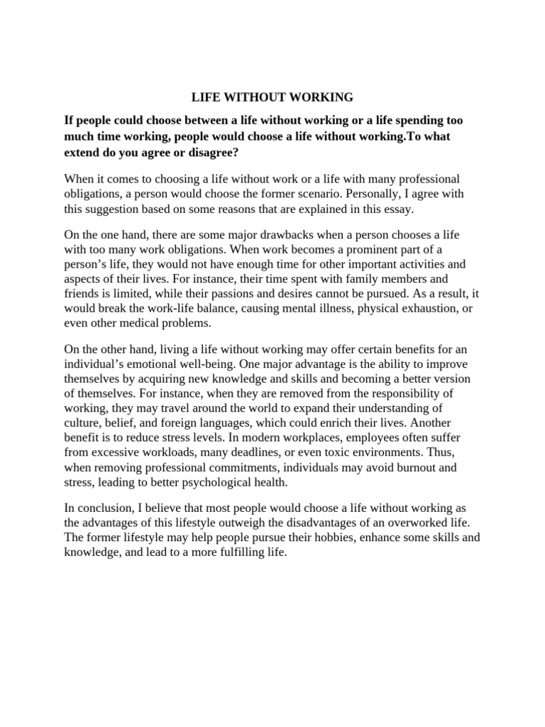 Benefits of Life Without Work | PDF | Well Being | Mental Health