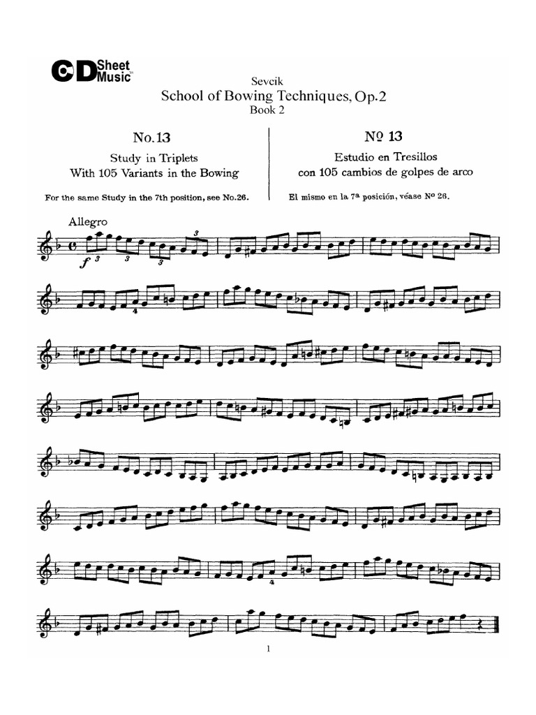 Sevcik School of Bowing Technique Op 2 Book 2 | PDF