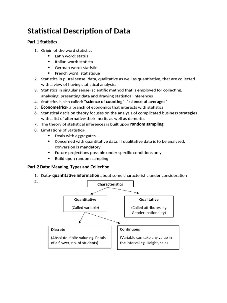 Statistical Description of Data | PDF | Statistics | Probability ...