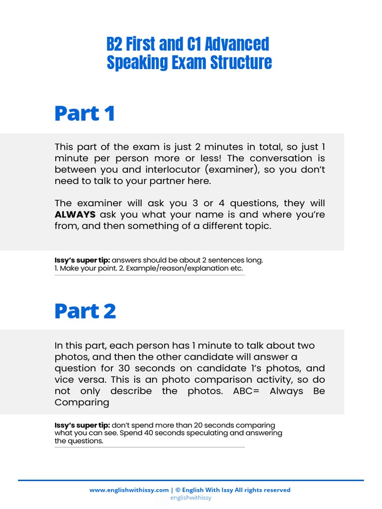 B2 First & C1 Advanced Speaking Guide | PDF