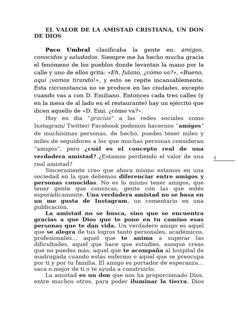 La Amistad Cristiana como Don Divino | PDF | Jesús | Amor