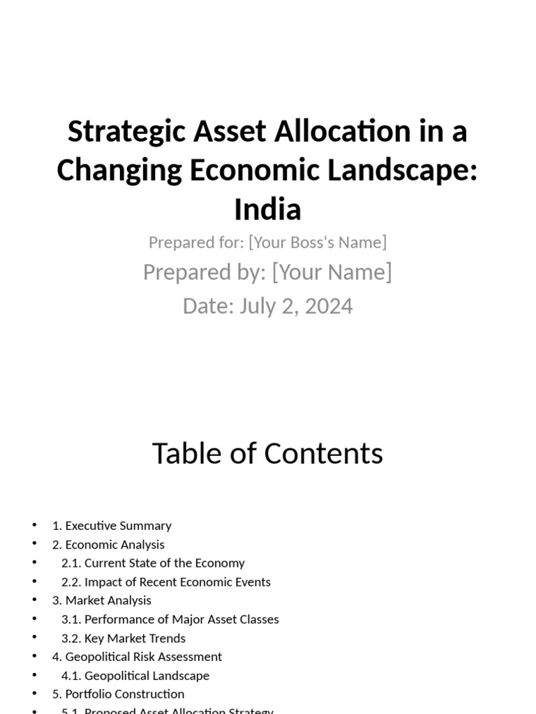 Strategic Asset Allocation India | PDF