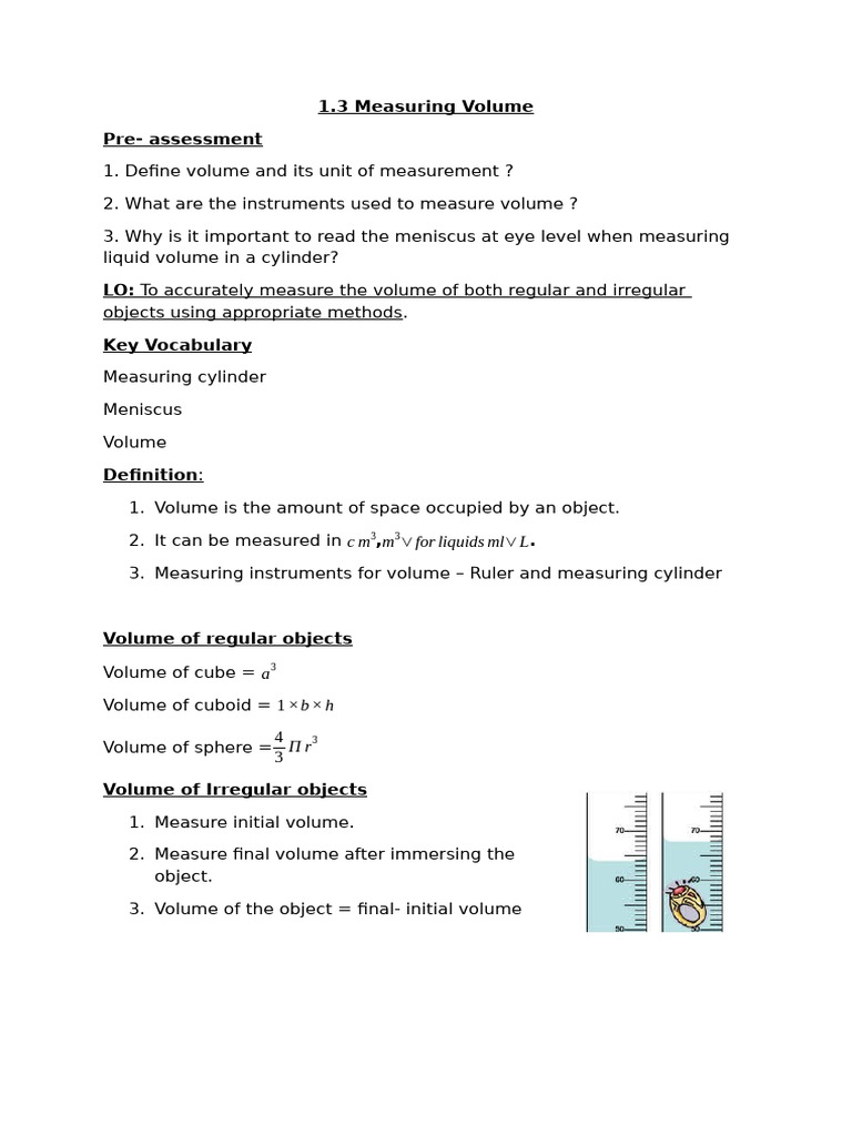 Measuring Volume with a Ruler | PDF