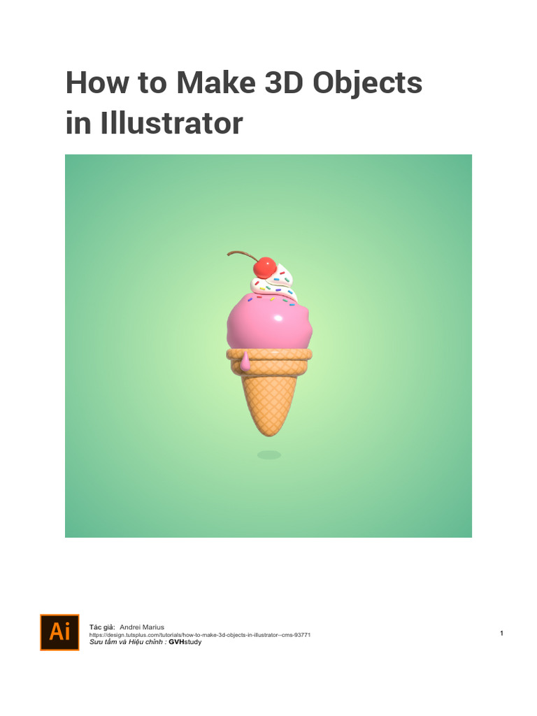 Create 3D Objects in Illustrator | PDF | Pixel | 3 D Computer Graphics
