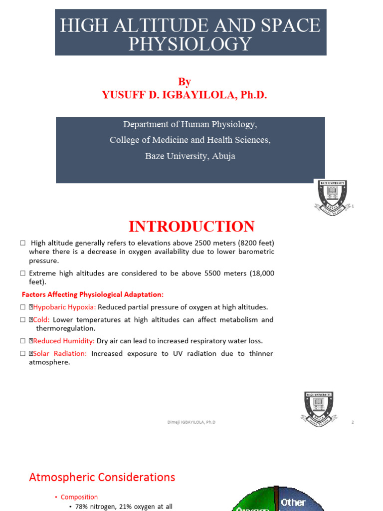 High Altitude and Space Physiology Insights | PDF | Underwater Diving ...