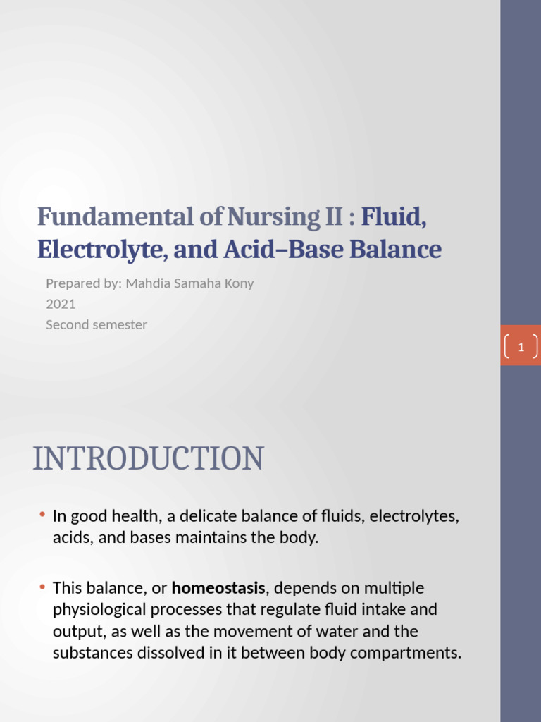 Nursing Fundamentals: Fluid & Electrolyte Balance | PDF | Dehydration ...