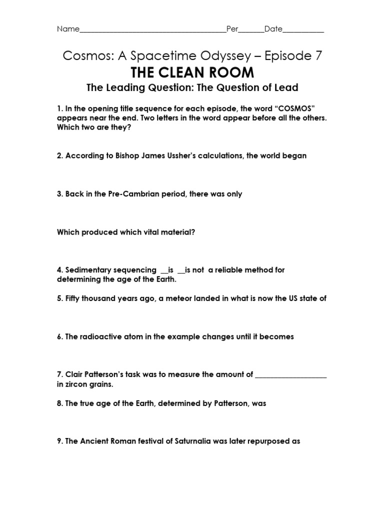 The Clean Room Worksheet-1 | PDF