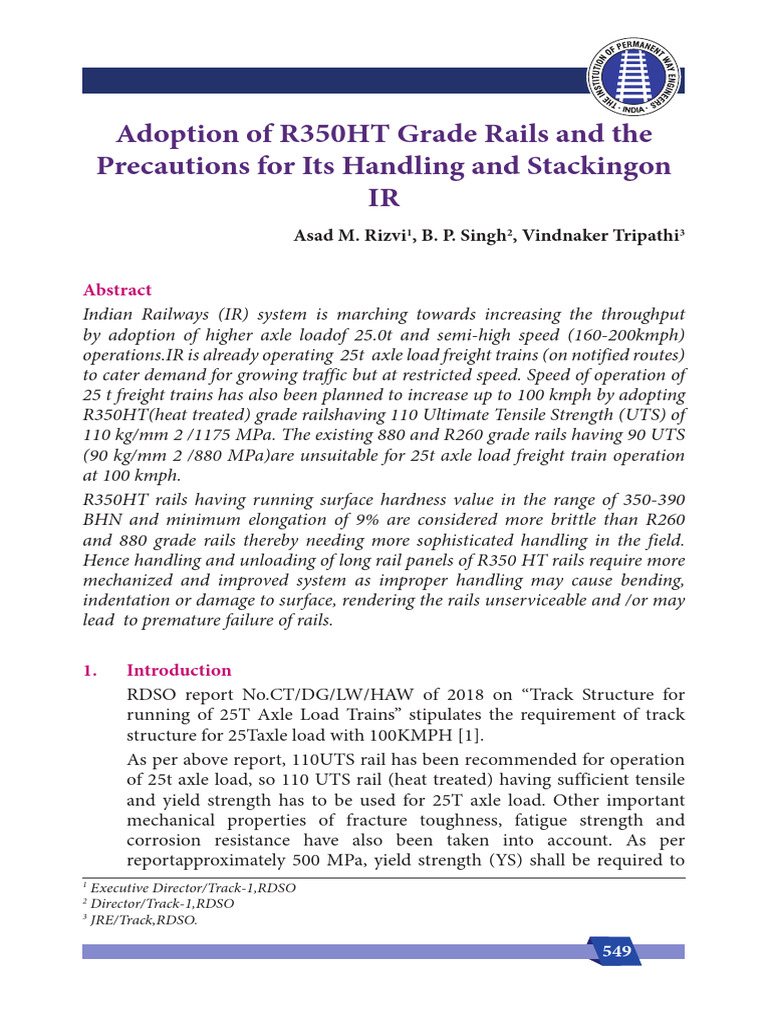 R350HT Rails: Handling & Benefits for IR | PDF | Rail Transport ...